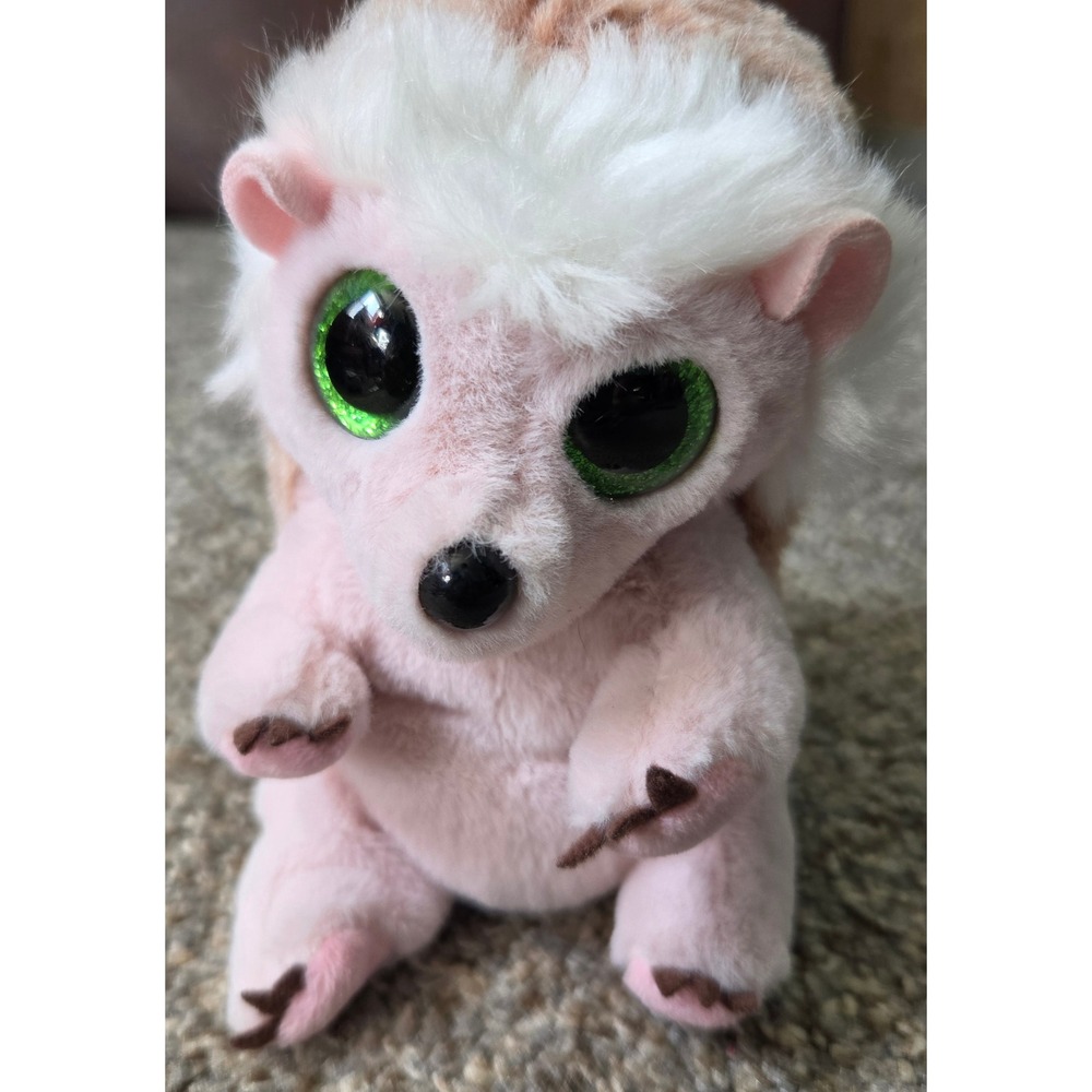 Ty Beanie Boos Bumper Hedgehog Pink White Plush Sparkling Green Eyes Toy 6 inch‎